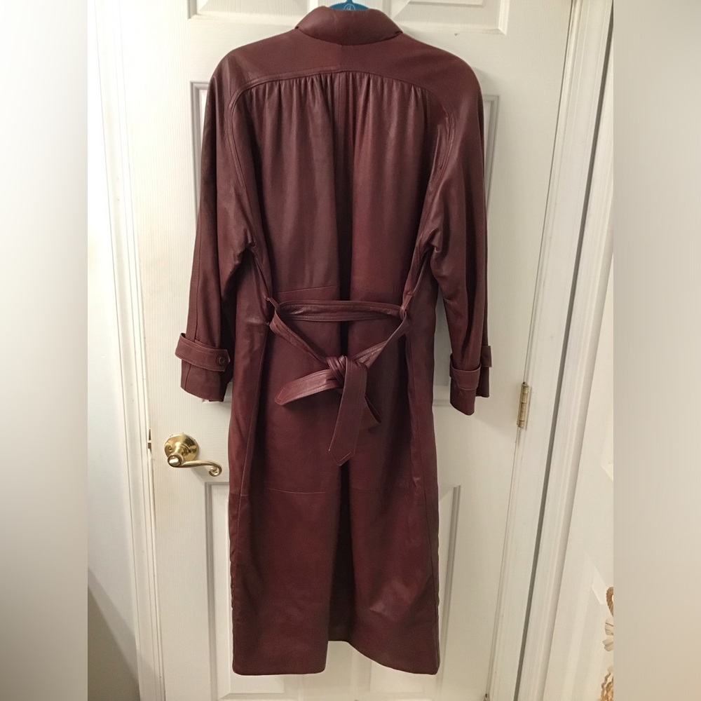 Fendi Vintage Burgundy Leather Coat - Picture 2 of 7